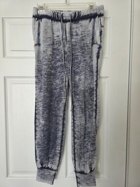 Allen Allen White and Charcoal Lightweight Burnout Look Size Small Joggers